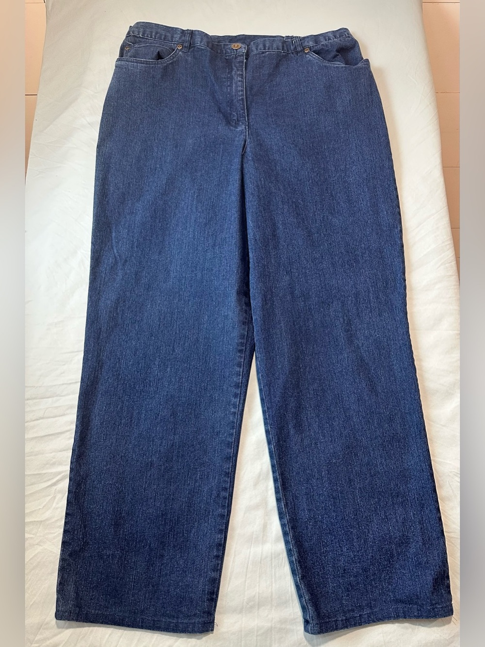 Ruby Rd. Elastic Waist Straight Leg Jeans Dark Wash Size 16